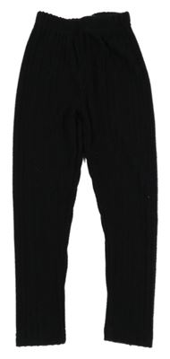 Čierne rebrované úpletové legíny shein