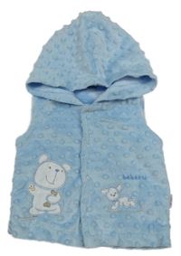 Modrá minky propínací veta s kapucňou