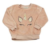 Ružová plyšová mikina s jednorožcom C&A