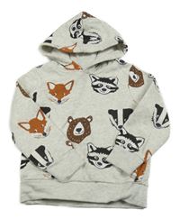 Sivá melírovaná mikina so zvířaty a kapucňou C&A