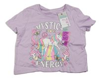 Nové - lila tričko s jednorožcem Primark