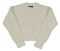 Bílý chlupatý crop svetr New Look