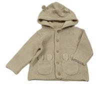 Béžový propínací svetr s kapucí Tu