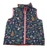 Tmavomodrá vzorovaná šušťáková zateplená obojstranná vesta s Gruffalem Joules