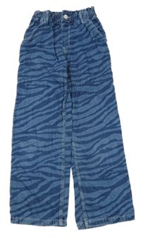 Modré vzorované wide leg rifle H&M