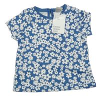 Nové - modro-biele kvetované tričko H&M