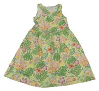 Zeleno-žlté bavlnené šaty s listami H&M