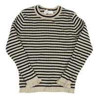 Béžovo-čierny pruhovaný rebrovaný ľahký sveter H&M