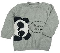 Sivý melírovaný sveter s pandou George