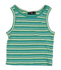 Modro-bielo-zelený pruhovaný rebrovaný crop top C&A