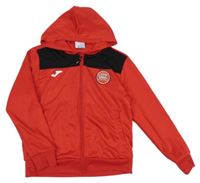 Červeno-čierna športová prepínaci mikina s nášivkou a kapucňou JOMA