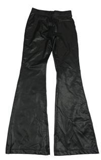 Černé zateplené koženkové flare legíny Zara