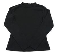 Černé žebrované triko se stojáčkem Primark