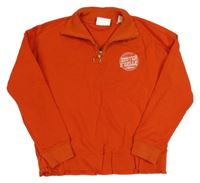 Červená crop mikina s nápismi a golierikom