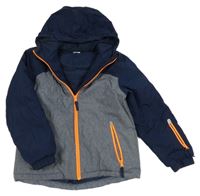 Tmavomodrá melírovaná šusťáková lyžařská zimní bunda s kapucí Y.F.K.