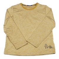 Medovo-biele melírované thermo tričko s robotmi Lupilu