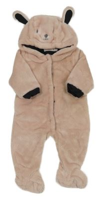 Růžová plyšová podšitá kombinéza s kapucí - králík Liegelind