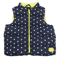 Tmavomodro-bielo-žltá bodkovaná á šušťáková zateplená vesta GAP