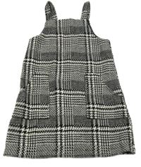 Smetanovo-čierne kockované vlnené na traké šaty F&F