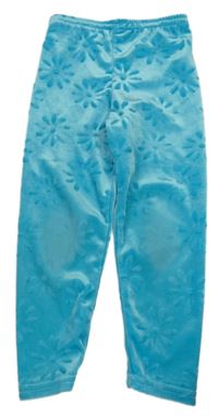 Svetlomodré kvetované zamatové crop legíny