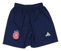 Tmavomodré športové kraťasy s potiskem Adidas