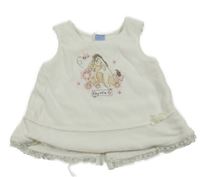 Biele zateplené zamatové šaty s Oslíkem Disney