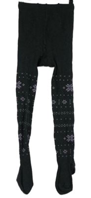 Dámska tmavosivé vzorované pančuchy