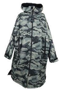 Nové - Dámsky sivý army šušťákový oversized zimný kabát s kapucňou Dunnes