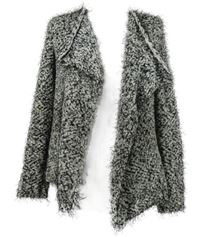 Dámsky čierno-biely melírovaný huňatý svetrový cardigán Orsay