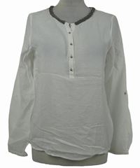 Dámska biela blúzka s korálkovým golierikom Esprit