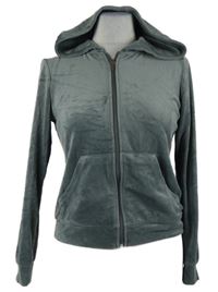 Dámska sivá zamatová crop mikina s kapucňou Gina Tricot