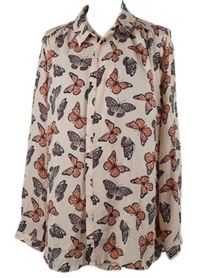 Nové - Dámská světlerůžová průsvitná halenka s motýlky George 