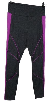 Dámske tmavošedo-fuchsiové športové funkčné legíny Pour Moi