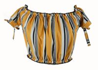 Nové - Dámská oranžovo-bílo-černá pruhovaná crop halenka Select 