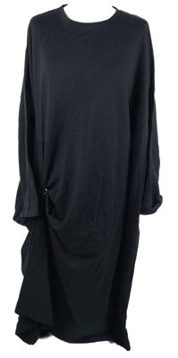 Dámske čierne midi šaty s řasením Diverse