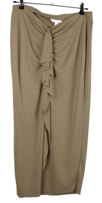 Dámska béžová dlhá sukňa s volánikom H&M