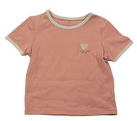 Ružové rebrované crop tričko so srdiečkom George