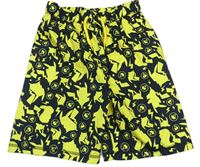 Černo-žluté plážové kraťasy s Pikachu 