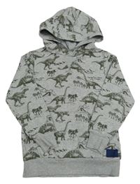 Sivá mikina s dinosaurami a kapucňou zn. H&M