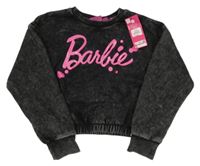 Nové - Tmavošedá crop mikina s logem Barbie 