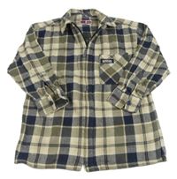 Tmavomodro-bílo-khaki kockovaná bunda C&A
