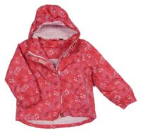 Malinová šusťáková lyžařská bunda s listy a kapucí Lupilu