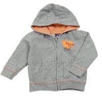 Sivá prepínaci mikina s nápisom a kapucňou Lupilu