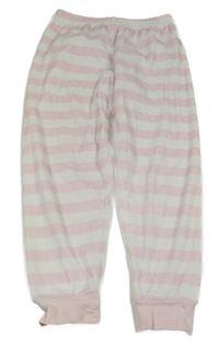 Svetloružová -biele pruhované zamatové nohavice