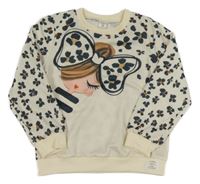 Smotanová mikina s fľaky s dívkou Shein