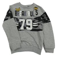 Šedo-army ľahká mikina s nápisom