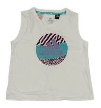 Biely crop top s logom Adidas