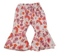 Světlerůžové flare legíny s obrázky