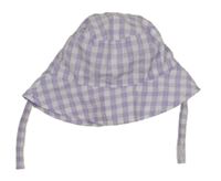 Lila-bílý kostkovaný klobouk