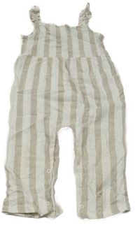 Béžovo-biely pruhovaný ľanový nohavicový overal Primark